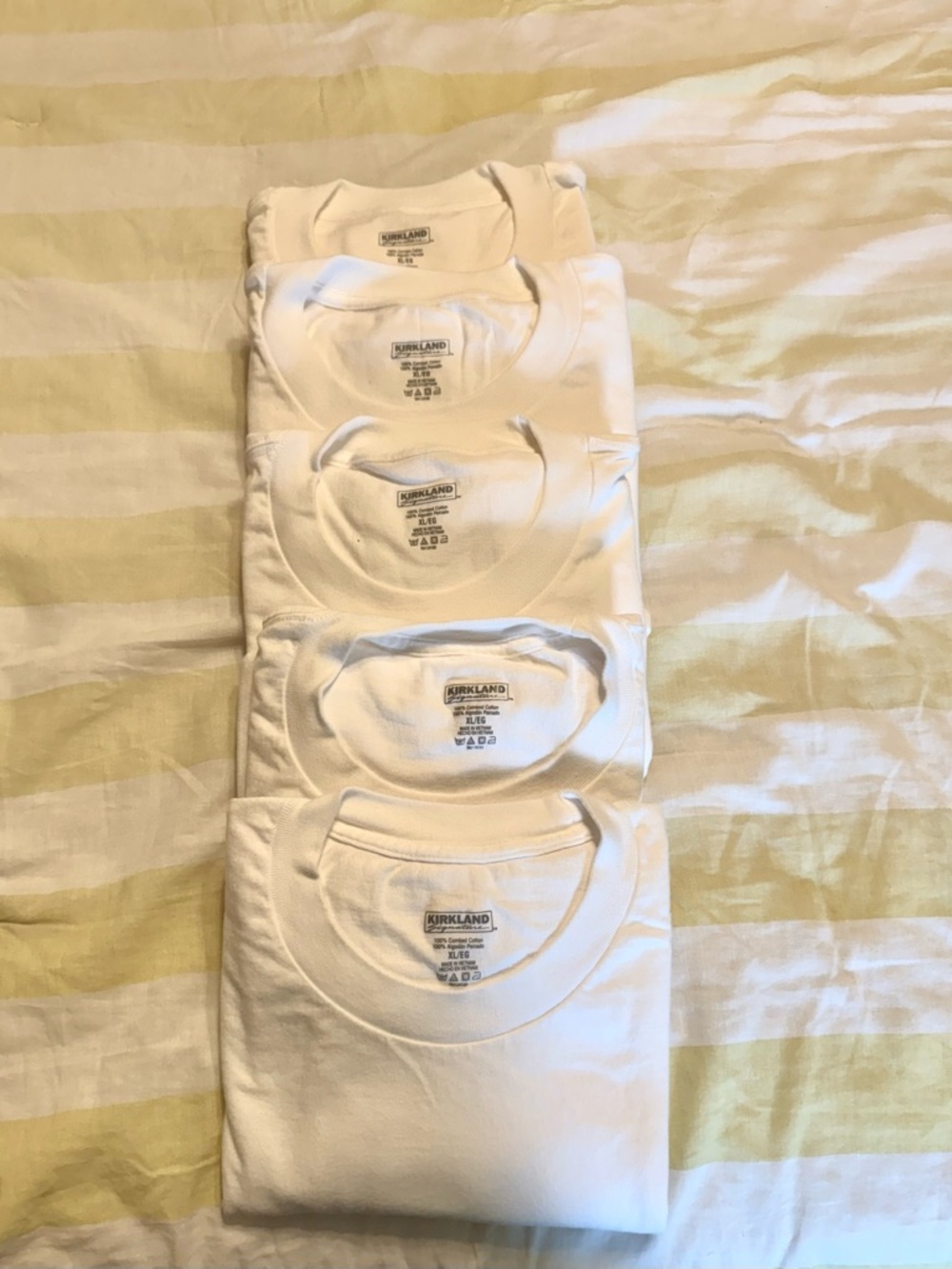 Kirkland Signature Men’s White Crew Neck Tee - XL- Lot of 5 - Picture 2 of 2